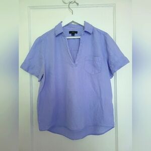 JCrew Linen collared popover shirt